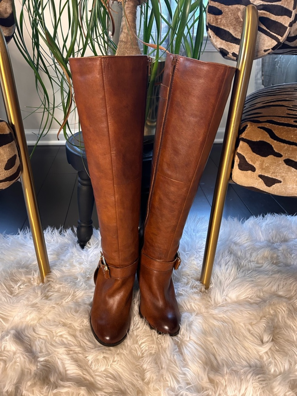 Aldo Brown Tall Leather Riding Boots